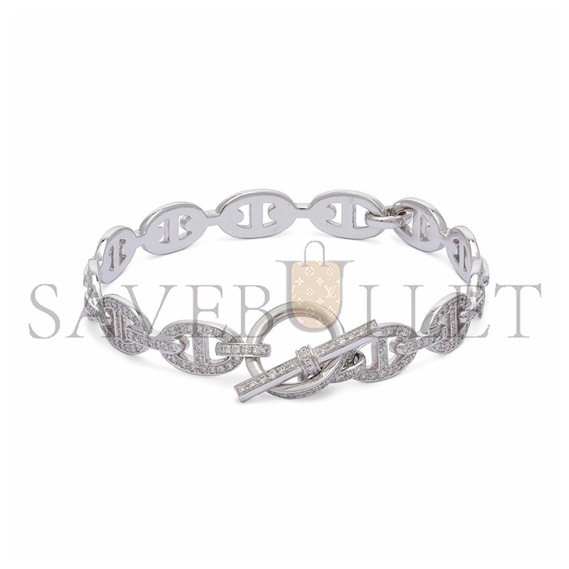 HERMÈS AN 18K WHITE GOLD & DIAMOND CHAINE D'ANCRE ENCHAÎNÉE BRACELET 